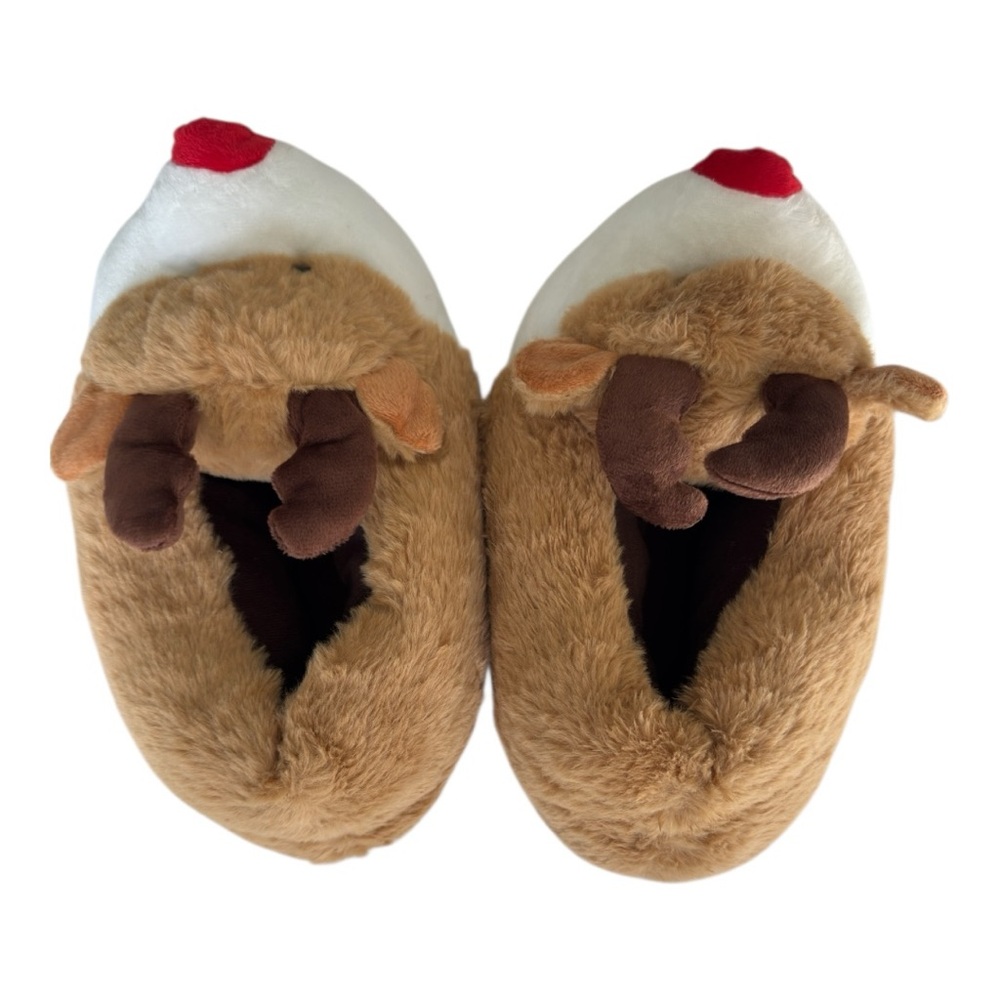 Reindeer Plush Slippers w/ Antlers New 3/$15 ✨ - Picture 4 of 5